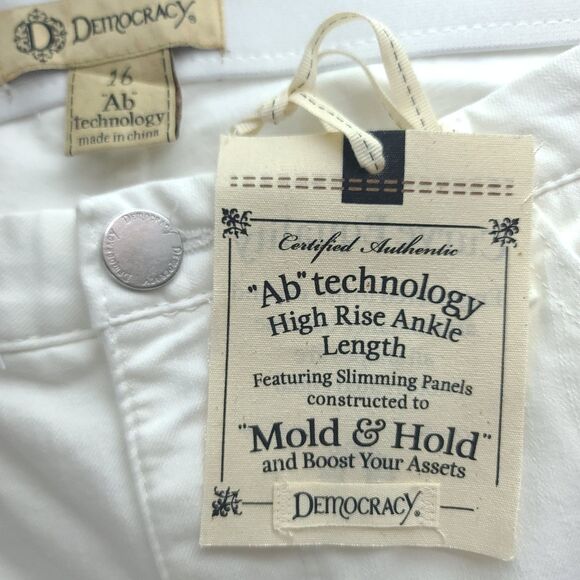 Democracy Ab Technology Ankle Jeans Womens 16 White High Rise Stretch Lace Ankle - Picture 8 of 16